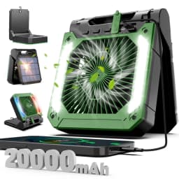 Cordless Portable Electric Fan With Led Light Tent Car Camping Hook&USB&Solar Charging For Hiking Fishing Picnic Emergency
