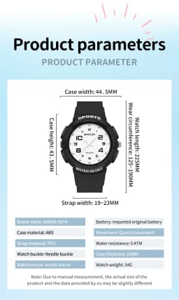 Sanda Trendy Design Soft Student Watch TPU Strap 50M Depth Waterproof Quartz Movement Children Fashion Sports Wrist Watch