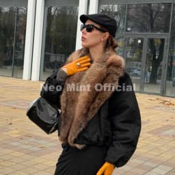 Neo Mint Trendy 2026 Fur Collar Bomber Jacket Women Winter Warm Padded Coat Parkas Luxury Brand Quilted Puffer Jackets Overcoats