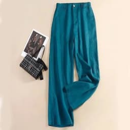 Linen High Waist Solid Color Wide Leg Pants Summer New Korean Women Loose Large Size Fashion Temperament Drape Casual Straight P