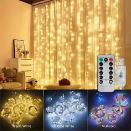LED Fairy String Curtain Light 3/4/6M Christmas Lights 8 Mode Remote USB Festoon Christmas Decor For Home Holiday New Year Lamp