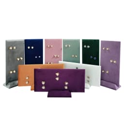 40-Hole Velvet Jewelry Display Stand - Detachable Earring & Pendant Organizer with Wooden Base, Multi-Color for Boutique