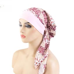 Wide Edge Elastic Headscarf With Ethnic Print for Women's Tie Headband Sleeping Cap