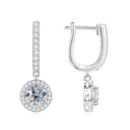 IOGOU Classic 1.0ct 6.5mm D Moissanite Diamond Drop Dangle Earrings Hoops for Women Gold Filled Wedding Jewelry GRA Certificate