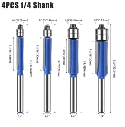 1/4′′ 5/16′′ 3/8′′1/2′′ Router Bit 6mm 1/4′′ Shank Flush Trim Bit With Two Bearings Router Bits For Wood Trimming Cutters
