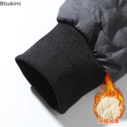 Men Winter Hooded Padded Jacket Waterproof Windproof Quilted Fleece Lined Thick Warm Full Zipper Casual Snow Outerwear for Male