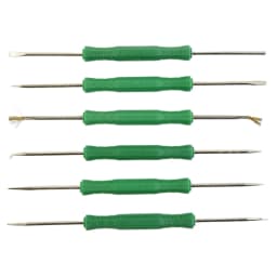 6Pcs PCB Desoldering Aid Tool Kit Soldering Welding Aid Assist Tool Cleaning Repair Tool Scraper Awl Brush Fork Hook Push Rod