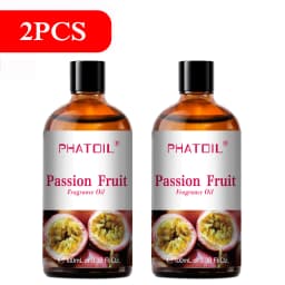 PHATOIL 2PCS 100ml Fragrance Oil Set for Diffuser Humidifier Soap Candle Making 3.38FL.OZ Long Lasting Aroma Oils Coconut & Vanilla Mango Cherry Strawberry Apple Lemon Peach