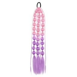 Synthetic 1Pcs Ponytail Extension Corlorful Bubble Braid Long Lantern Braided Ponytail with Hair Tie Straight Hairpieces
