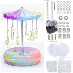 DIY Resin Mold 3D Carousel Horse Rotating Music Box Silicone Resin Epoxy Casting Mould Jewelry Box for DIY Craft Home Ornament