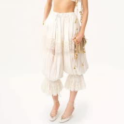 Women Lace Patchwork Loose Bloomers Pants Ruffle High Waist Lady Trousers Fashion Beach Long Balloon Puffy Bloomers Long Pant