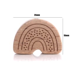 10Pcs Beech Beads Heart Butterfly Rainbow Elephant Flower Animal Wooden Beads for Bbay Chew Teether Beads Pacifier Clips Chain