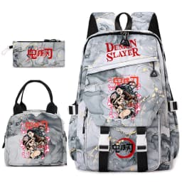 Demon Slayer Anime Backpack Set for Girls Demon Slayer 3Pcs School Bag Lunch Kit Pouch