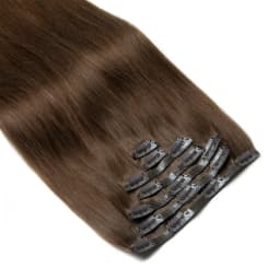 #4 Browm Injected PU Seamless Clip On Hair Invisible Clip Ins Human Hair Machine Remy 7Pcs 100-120g 24 inch Invisible Hair Clips
