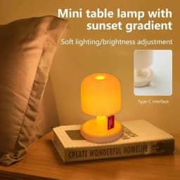 Mini Desktop Sunset Night Lamp Creative USB Rechargeable Mushroom Style Led Night Light for Coffee Bar Home Decor Bedroom