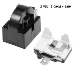 2PCS Starting Relay And Overload Protector Refrigerator PTC Start Relay 1/2 Pin 15 Ohm + 1/6H Compressor Overload Protector 