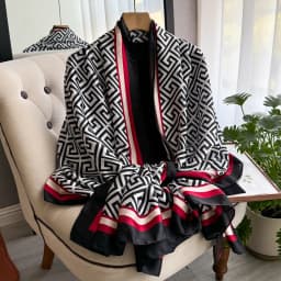 New Geometry Design Large Silk Soft Scarf Women Stylish Print Long Shawl Handkerchief Summer Sun Protection Elegant Travel Wrap