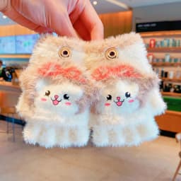 Cute Toddler Winter Plush 2‑in‑1 Flip‑Top Mittens Snap Button Animal Cold-proof Hand Warm Gloves For Boys Girls Children Gift
