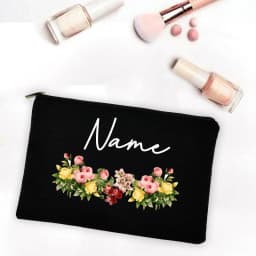Bridesmaid Teacher Mother Gift Personalized Custom Name DIY Wedding Party Canvas Makeup Case Cosmetic Bags Zipper Toiletry Pouch