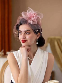 1PCS Fascinators Hats 20s 50s Hat Pillbox Hat Tea Party Headwear With Veil For Girls And Women
