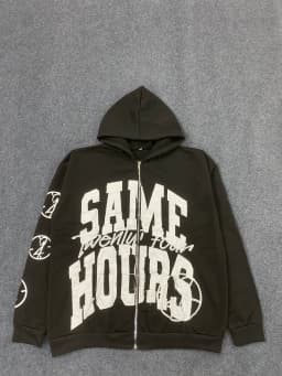 Quick Delivery Y2K Letter Sticker Printed Street Hip-Hop Style Heavyweight Hooded Sweatshirt Cardigan Design High Street Jacket