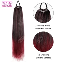 WTB Synthetic Braided Wig 24 Inch Corn Perm Curly Hair Ponytail Braided Wig Daily Wear Curly Ponytail