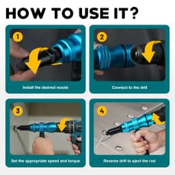 LIBRATON Rivet Gun Adapter Rivet Attachment for Electric Drill and Cordless Electric Power Drill Easy Processing for Pop Rivets