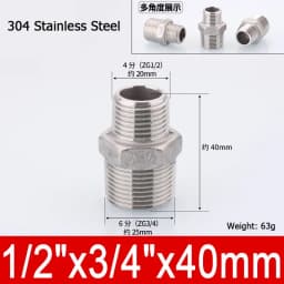 1-10pcs Nipple Connector 1/8"1/4"3/8" 1/2" 3/4"1" Stainless Steel Double Male Thread Equal/Reducing Connector Length 30-100mm