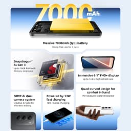 POCO M8s 5G Smartphone Global Version Snapdragon 6s Gen 3 6.9" 144Hz DotDisplay 50MP 7000mAh 33W Fast Chargin NFC