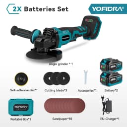 YOFIDRA 125mm Brushless Angle Grinder 3 Gear Grinding Machine Polishing Cutting Woodworking Tool For Makita 21V Battery Pin