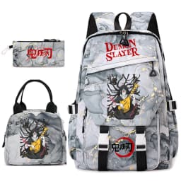 Demon Slayer Anime Backpack Set for Girls Demon Slayer 3Pcs School Bag Lunch Kit Pouch