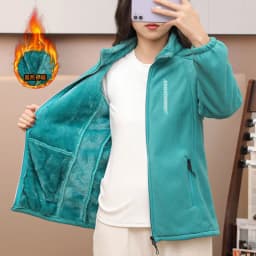 Y2k Green Clothes Autumn Winter Jacket Thicken Thin Sweatshirt Women Coat Coral Fleece-lined Zipper Casual Warm Windproof Cold