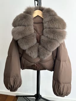 2025 New Winter Real Fox Fur Short Puffer Jackets Women Natural Thick Warm 90% White Duck Down Cropped Loose Waterproof Coat