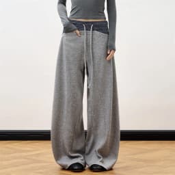 Unique Street Low Waist Patchwork Design Casual Pants Women Autumn Winter New Sle Slim Straight Leg Floor-Length Pants American