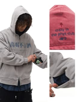 Men Fake Two Piece Lined Checkered Zipper Hoodie Fun Text Printed Warm Sweatshirt Harajuku Street Neutral Loose Sportswear