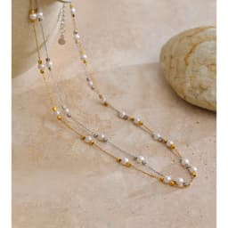 Yhpup Waterproof Stainless Steel Simulated Pearls Square Thin Chain Necklace Waterproof Fashion Chic Jewelry 2025 Accessories