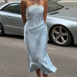 Slim Bodycon Summer Sleeveless Soft Casual Chic Bright Midi Dresses Designed For Women Street French Lace Patchwork Neck-Mounted