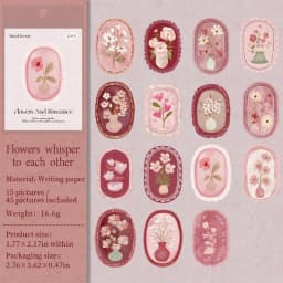 45 Sheets/Bag Floral Theme Envelope Sealing Boxed Stickers for DIY Scrapbook Background Phone Case Notebook Decoration Craft