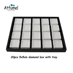 Diamond Jewelry Storage Box Stone Gem Jewellery Packaging Box 3cm/4cm/5cm Counter Gemstone Organizer Charms Diamond Display Tray