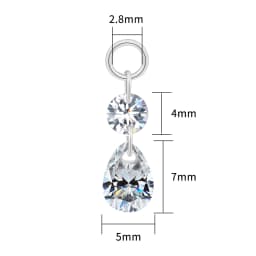 Right Grand ASTM F136 Titanium Floating Teardrop Round CZ Helix Charm Dangle Pear Drop for Cartilage Conch Piercing Jewelry