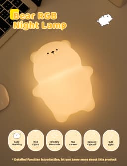 Night Light for Kids 2 Brightness Silicone Nursery Sleeping Light Portable USB Rechargeable Bedside Lamp For Baby's Room