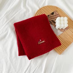 Fresh and Sweet New Winter Knit Wool Small Scarf for Women High - end Dog Embroidery Japanese - Korean Simple Matching
