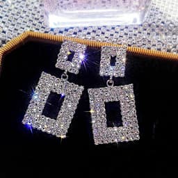 Shiny Crystal Zircon Long Stud Earrings for Women Geometric Hanging Drop Tassel Earring Fashion Party Vintage Pendant Jewelry