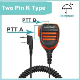 Baofeng UV-5R Microphone Shoulder Speaker 2 Pins for Walkie Quansheng uv-k5 uv-k6 UV-5R/UV-82/UV-16/TH UV8000D Two Way Radio