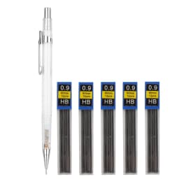 Transparent Mechanical Pencil Set 0.3, 0.5, 0.7 0.9mm with HB Lead Refills for Sketching Art Drawing Painting Automatic Pencils