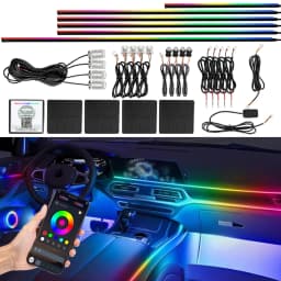 6/10/18 in 1 Car Ambient Light 64 Colors RGB Symphony Streamer Acrylic Hidden Music LED Strip Atmosphere Lamp Kit APP Control