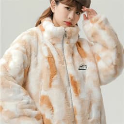 Tie dye Lamb wool Coat 2025 New Winter Trendy Student Cotton Jacket Thicken Loose Stand collar Coats Female Warm Parka Overcoat