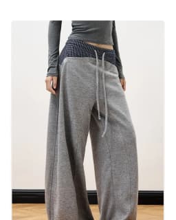 Unique Street Low Waist Patchwork Design Casual Pants Women Autumn Winter New Sle Slim Straight Leg Floor-Length Pants American
