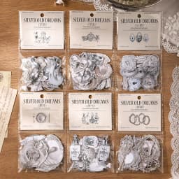 Journal GO 30pcs Silver Old Dreams Stickers Vintage Bottles Scrapbook Materials Collage Junk Journal Planner diy Retro Decals