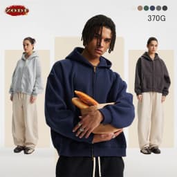 ZODF Trendy 2025 Winter Man Solid Fleece Boxy Hoodies Unisex 350gsm Double Head Zipper Hooded Sweatshirts Coat HY1122